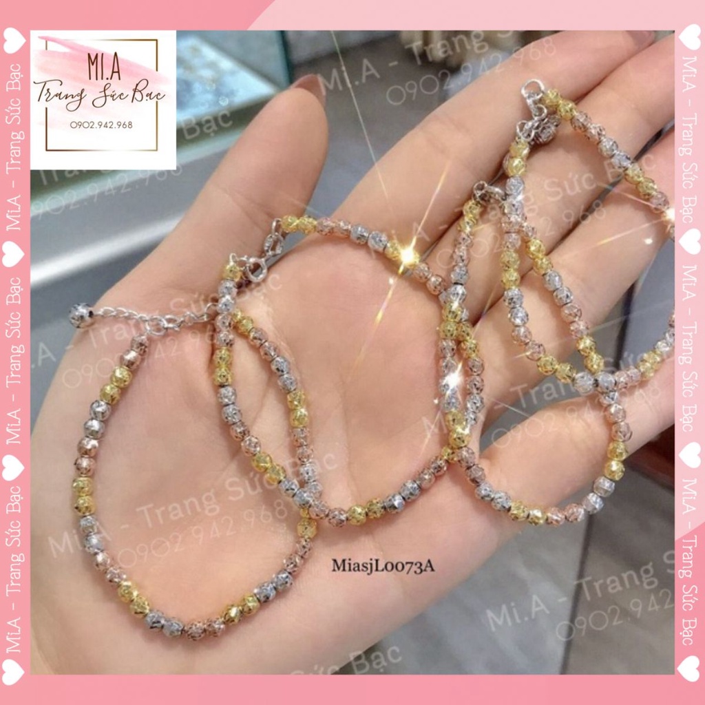[Ảnh thật kèm clip] Lắc bi nữ Bạc Ý S925 xi 3 màu cao cấp L0073A | Mi.A Trang sức bạc