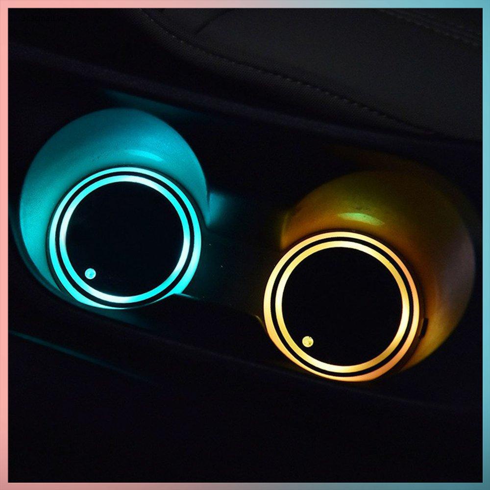 Car LED Coaster 7 Color Luminous RGB Light Mat With Light Sensor Vibration Sensor Practical Energy Saving Cup Pad