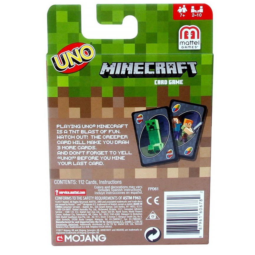 Bài tây uno minecraft chính hãng Mojang