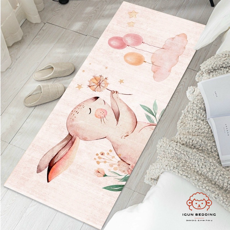 Thảm 3D trải sàn đầu giường IGUN BEDDING trang trí chống trượt dùng phòng khách/ngủ 60x120cm