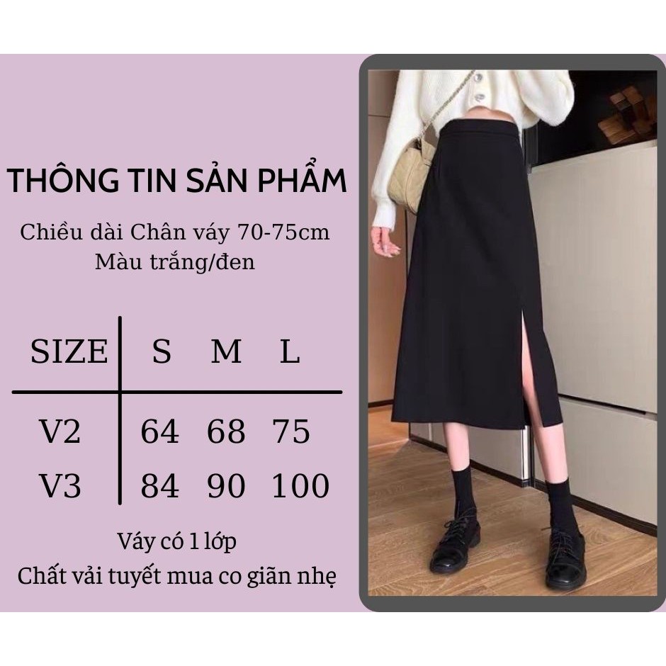 Chân Váy Chữ A Công Sở Dài Xẻ Tà SANMAY Chân Váy Dáng Dài Qua Gối Hàn Quốc Màu Đen Trắng Đẹp Cao Cấp CV001 | BigBuy360 - bigbuy360.vn