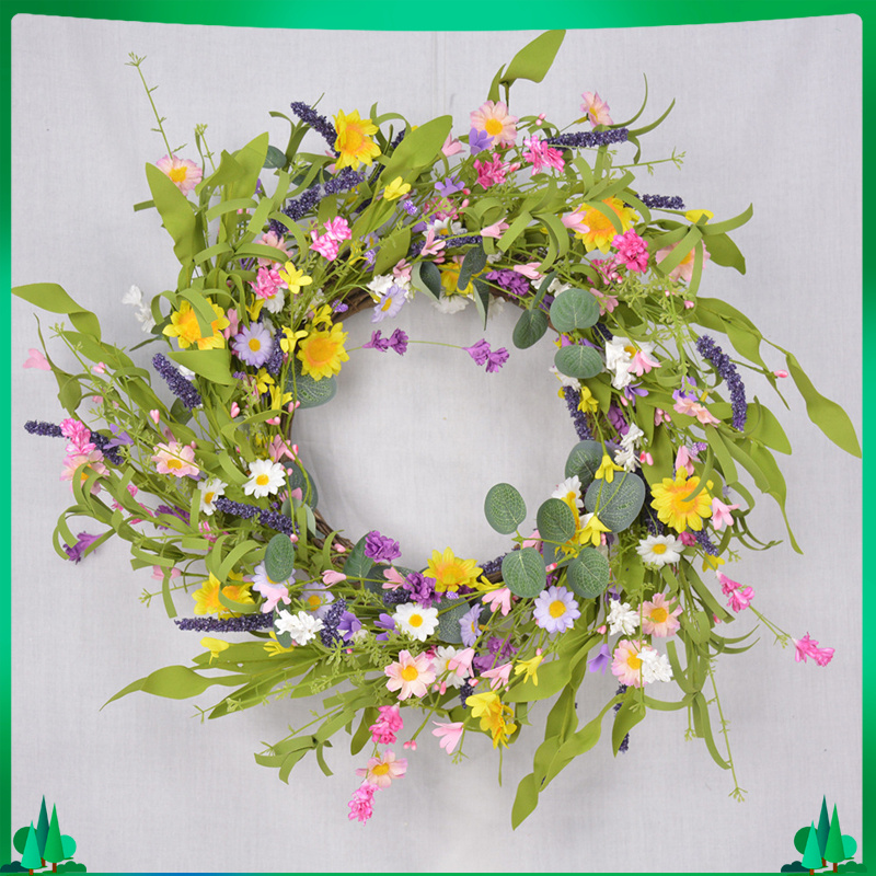 23.6 Large Wreath Tiny Daisy Lavender Flowers Front Door Wall Home Decor