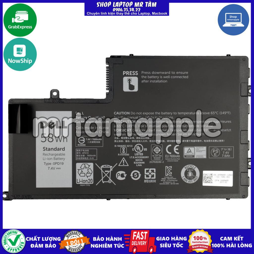 (BATTERY) PIN LAPTOP DELL LATITUDE 3450 58WH (ZIN) dùng cho Inspiron 14-5442, 15-5542 5547 5548, Latitude 3450, 0PD19