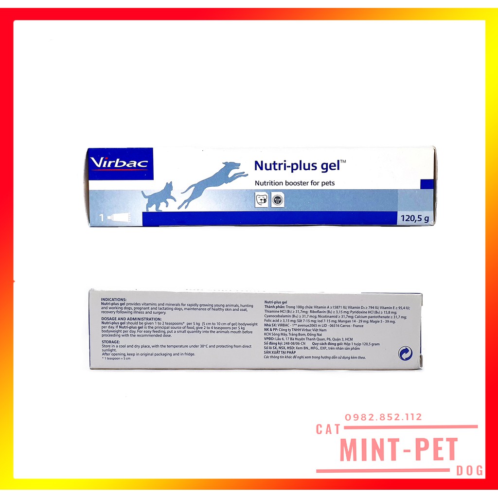 Gel ăn dinh dưỡng chó mèo Virbac Nutri-plus Gel tuýp 120.5g #MintPet