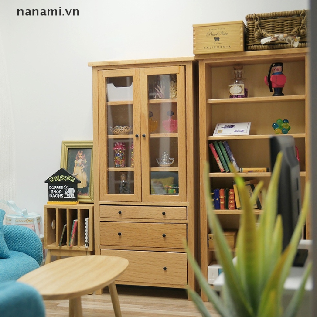 Mô Hình Tủ Sách / Tủ Tivi / Tủ Nội Thất Trang Trí Nhà Búp Bê Tỉ Lệ 1: 12