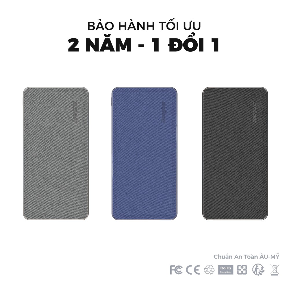 [Mã SKAMCLU9 giảm 10% đơn 100K] Sạc dự phòng Energizer UE15043 15,000mAh bọc vải Fabric thời trang, tích hợp 2 cổng out