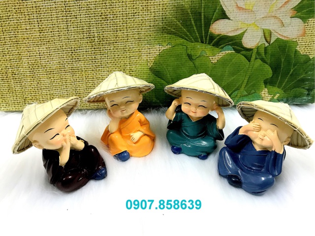 Bộ 4 tượng chú tiểu Tứ Không đội Nón Lá Việt Nam ( Hình Thật -Video Thật) | BigBuy360 - bigbuy360.vn