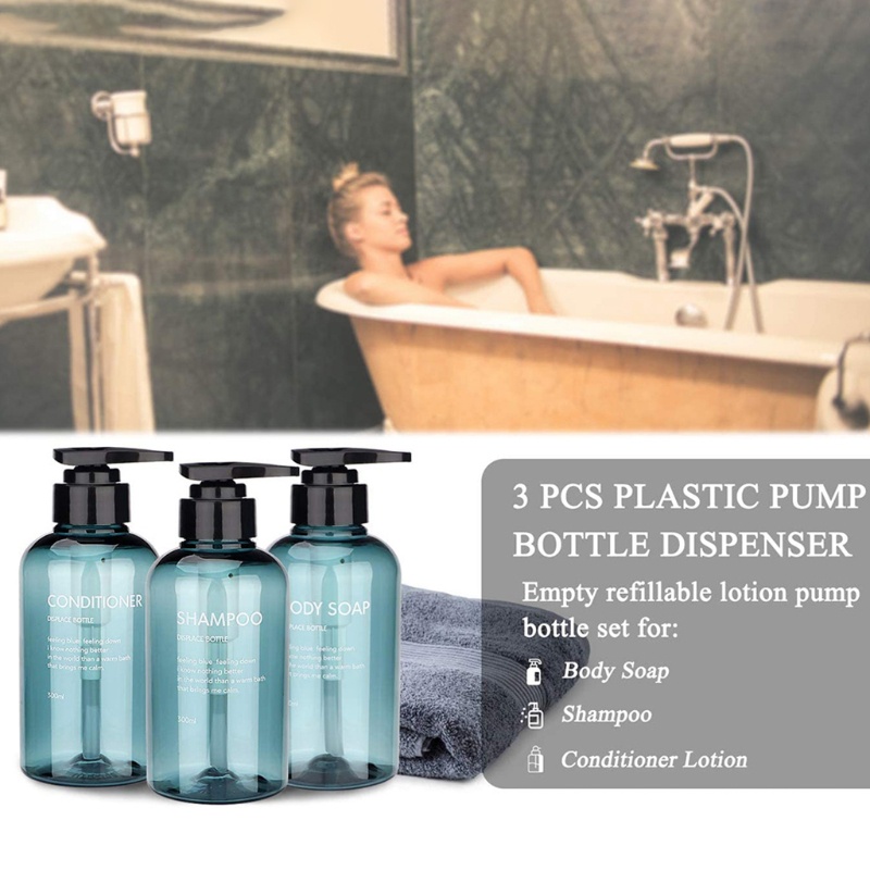 Set 3 Chai Rỗng 300ml Đựng Xà Phòng Dạng Nhấn Tiện Dụng