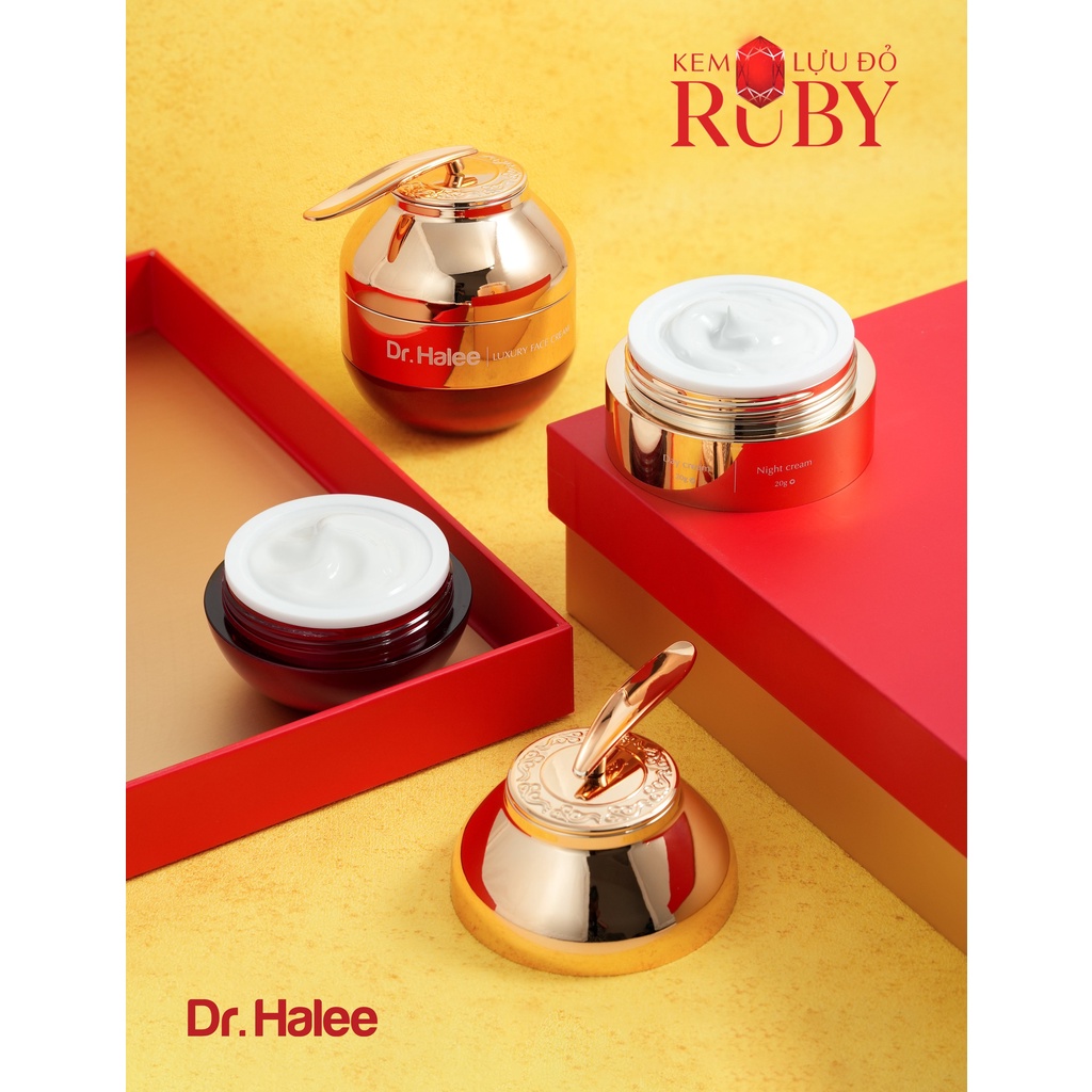 Kem Face Ruby Lựu Đỏ Dr.Halee Dưỡng Trắng Da Ngày & Đêm 50g