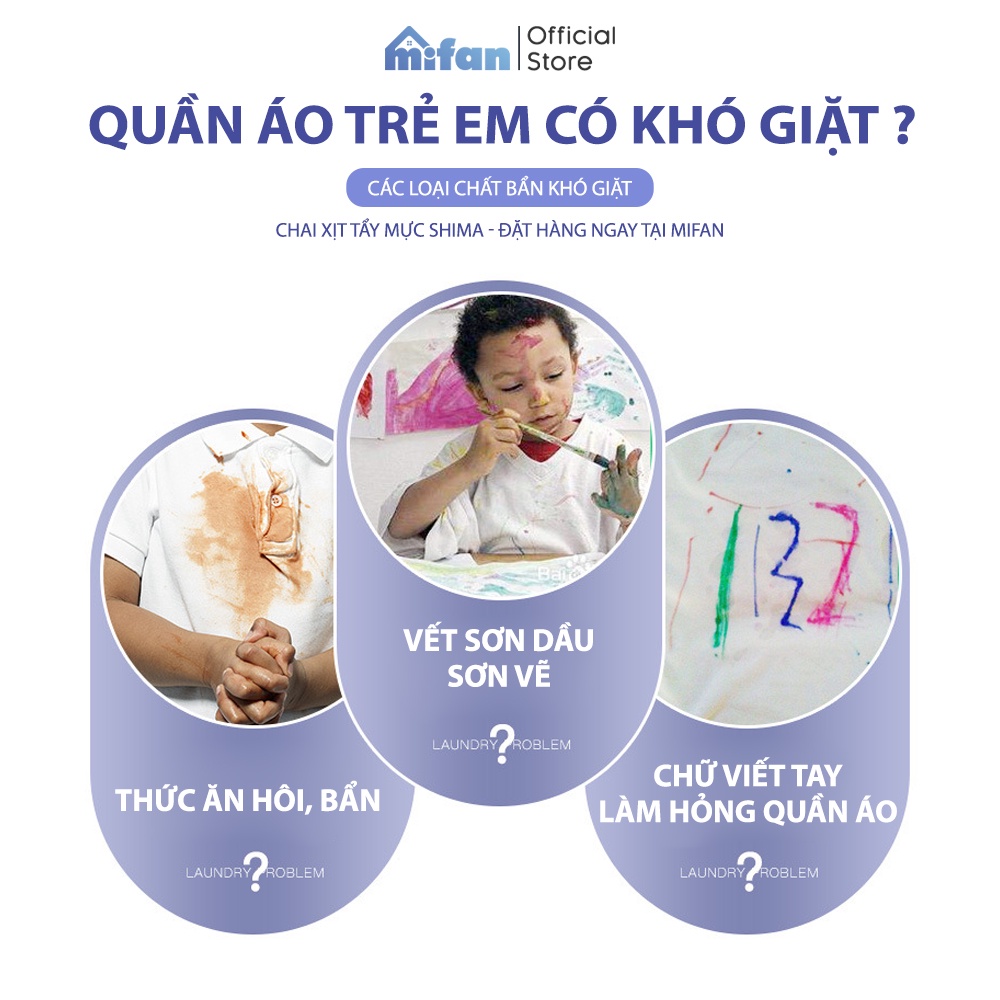 Bình Xịt Tẩy Mực Trên Quần Áo Shima 200ml - Tẩy Sạch Vết Bẩn Bút Bi, Bút Mực, Bút Màu Trên Vải - Không Phai Màu - MIFAN