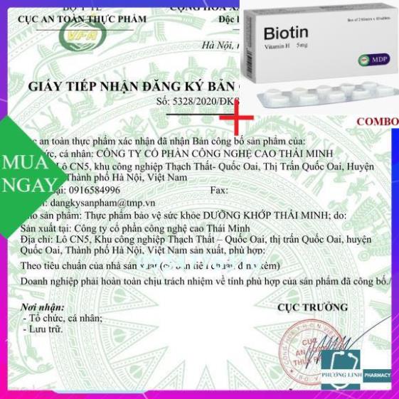 Combo Biotin 5mg+ DƯỠNG KHỚP THÁI MINH hộp 20 viên