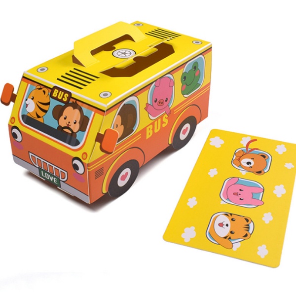 Hộp Quà Bằng Giấy Xếp Hình Xe Buýt Trường Học 17.5 * 9 * 8cm