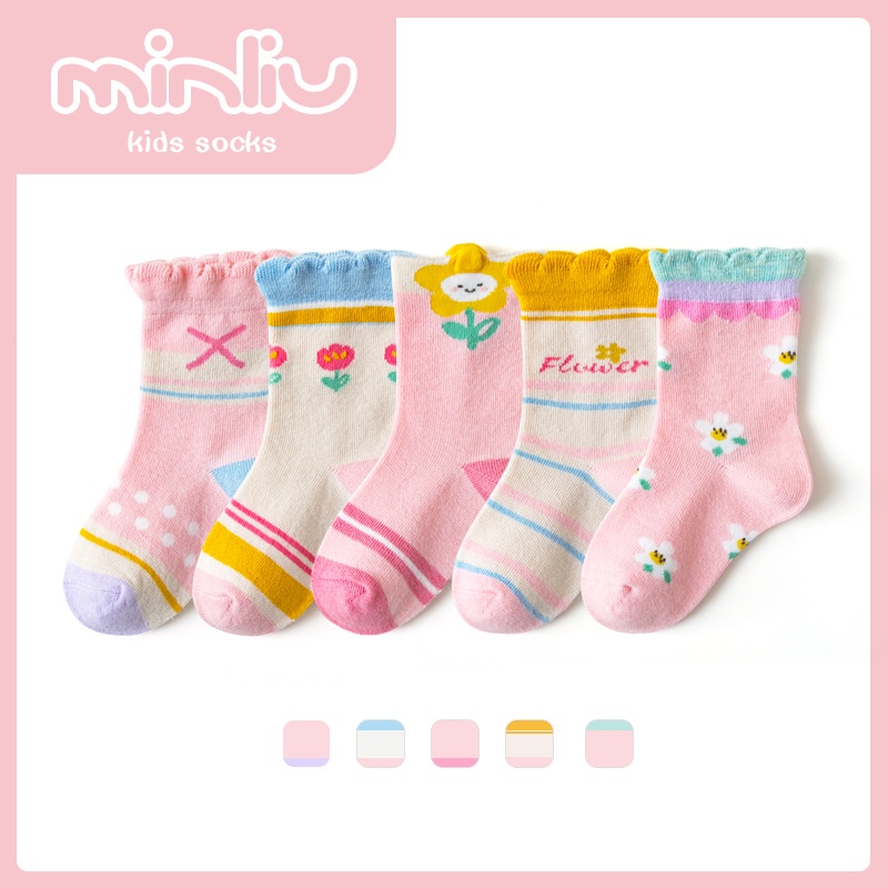 Set 5 Đôi Tất Cho Bé Trai Bé Gái Từ 1-12 Tuổi 100% Cotton Hàng Xuất Nhật Tất Trẻ Em Siêu Mềm Mịn PK74