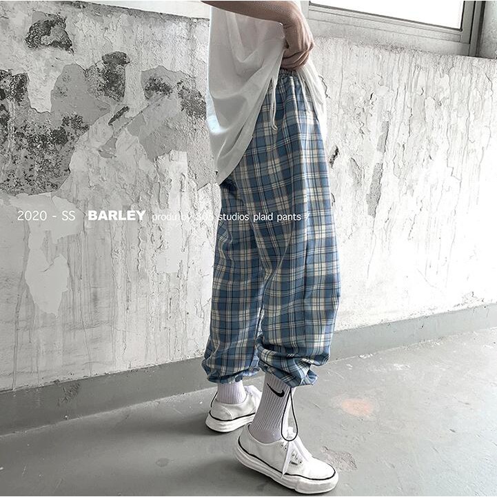 Quần Dài Nam Ca Rô Ống Đứng Thời Trang Hàn