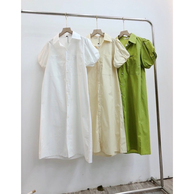Váy sơ mi tay bồng dáng dài Hàn Quốc, Đầm sơ mi tay bồng - Dorita Boutique