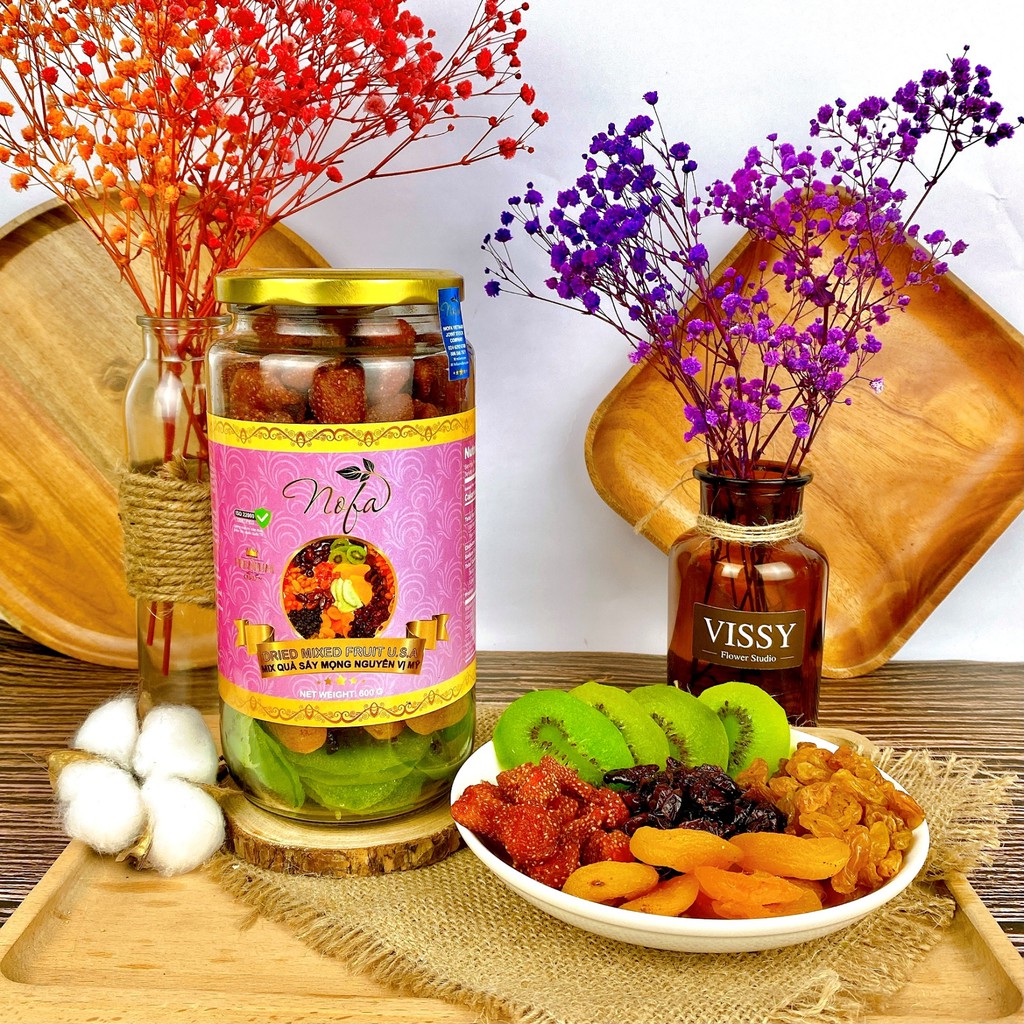 Trái cây sấy dẻo không đường NOFA 600g Mix 5 loại Dâu tây, Kiwi, Nam Việt Quất, Mơ, Nho nhập khẩu | BigBuy360 - bigbuy360.vn