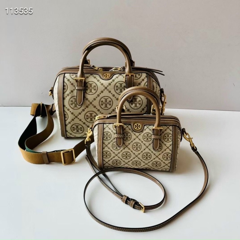 Túi Tory burch dáng trống, hoạ tiết vải bố hot trand TB