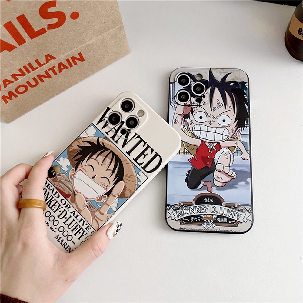 Straw Hat Luffy Case for Samsung Galaxy J2 J7 Prime On7 J3 J5 Pro 2017 J4+ J6+ Plus A10 M10 A11 A10S A20S A02 M02 A03 Core A01 Casing Cute Cartoon One Piece Anime Liquid Silicone Side Painting Lens Protector Soft Phone Cover