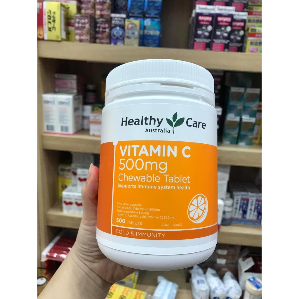 (Mẫu mới) Healthy Care Vitamin C Viên Nhai Ngậm 500mg 500 viên Úc | Thế Giới Skin Care