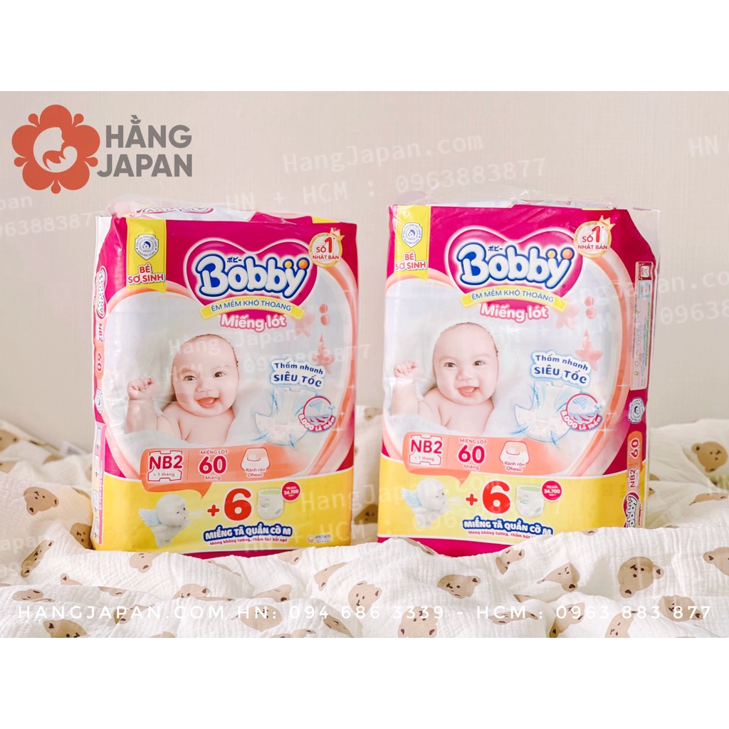 Bỉm Bobby miếng lót Newborn 1,2 cộng miếng