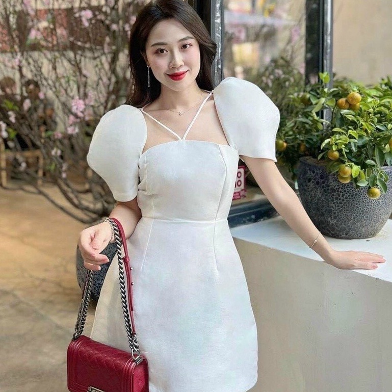 Đầm cổ vuông tay bồng hở lưng dáng xòe nhẹ xinh xắn - Clara Dress | WebRaoVat - webraovat.net.vn