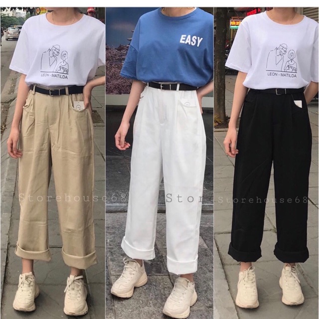 quần kaki ống rộng