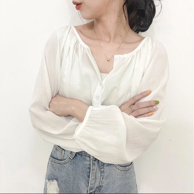 áo sơ mi đũi lụa mở cúc vintage ảnh thật