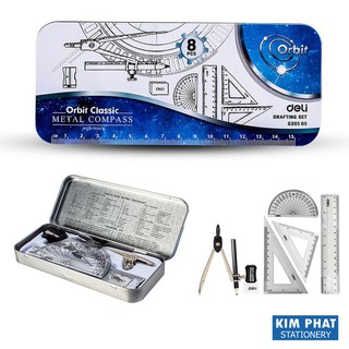 Bộ eke hộp sắt 8 sản phẩm dùng cho học sinh các cấp