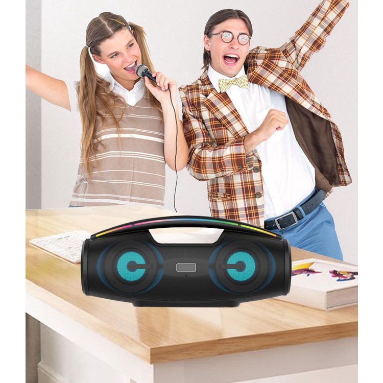 Loa Bluetooth Karaoke BKK B100 Công suất 20W, Đèn led bắt mắt - Tặng kèm Micro có dây (Đen) - Nhất Tín Computer