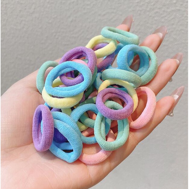 Set 100 dây buộc tóc cao su nhiều màu sắc