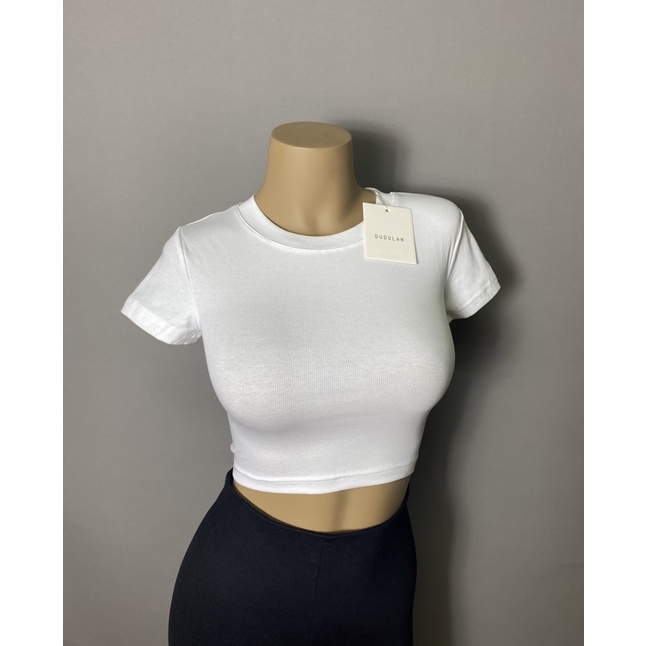 Áo croptop ngắn tay A11 DUDULAN Áo thun cộc tay cổ tròn