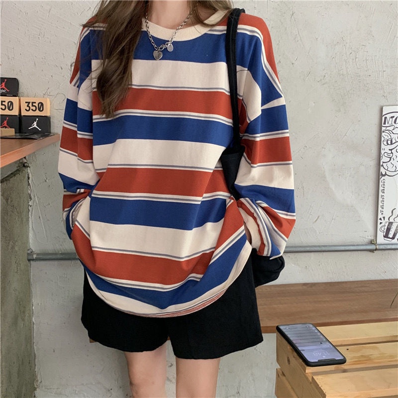 [Mã 11FASHIONSALE1 giảm 10K đơn 50K] 【Keroro】Áo Phông Dài Tay Kẻ X11 ĐÔ XINH ( kèm ảnh thật) | BigBuy360 - bigbuy360.vn