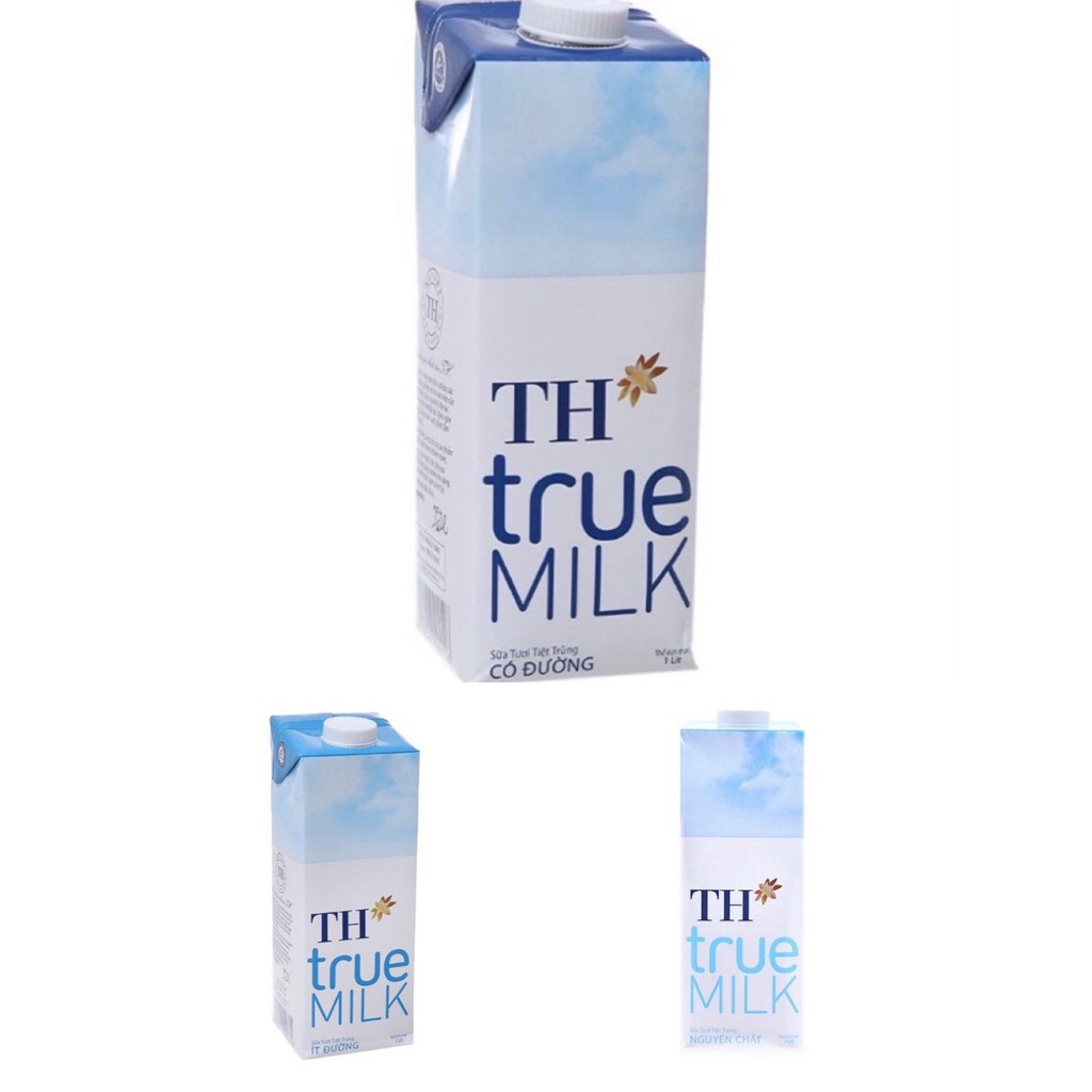1 Thùng sữa tươi tiệt trùng TH True Milk 1L = 12 hộp (Có Đường/Ít đường/Nguyên Chất) - Date mới