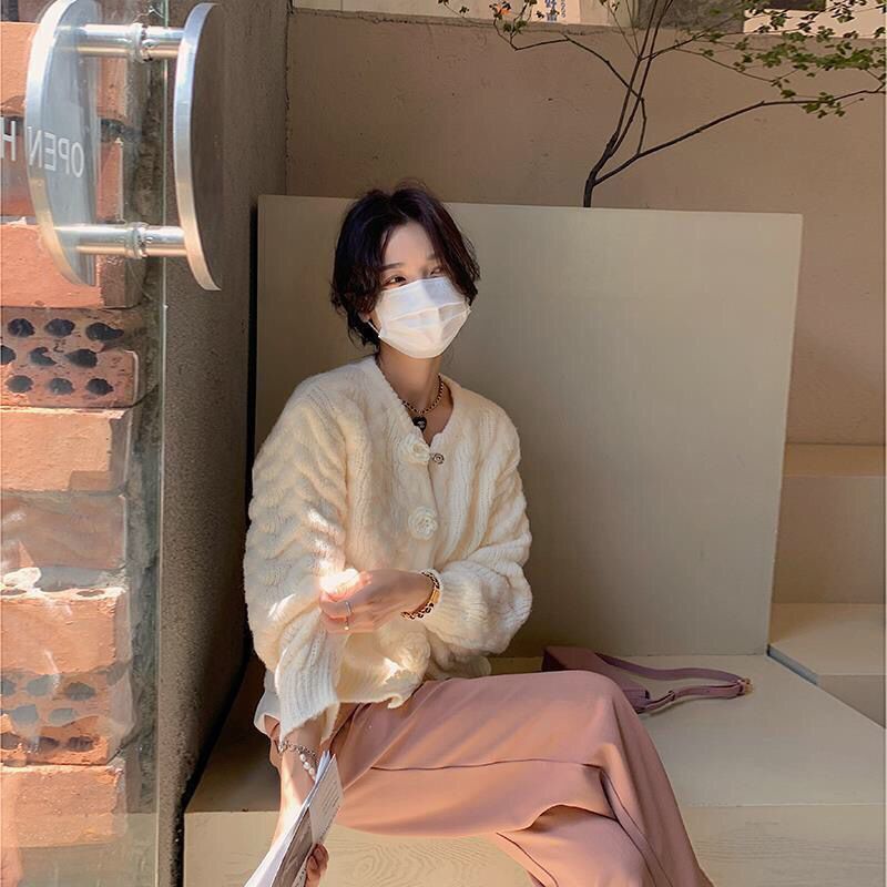 Áo Sweater Dệt Kim Màu Xanh Sữa Mềm Mại Phong Cách Nhật Bản Dễ Thương Cho Nữ