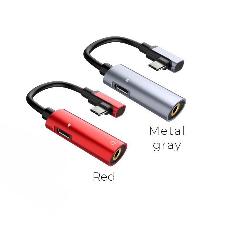 Cáp chuyển đổi  Hoco LS19 USB Type-C sang USB Type-C + Audio 3.5mm - Hàng chính hãng