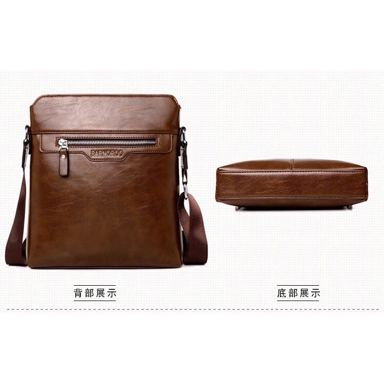 Túi đeo chéo nam BARNOROO 29x24x5cm tặng ví dài bảo hành da 12 tháng (Nâu đậm - Nâu sáng - Đen) | BigBuy360 - bigbuy360.vn