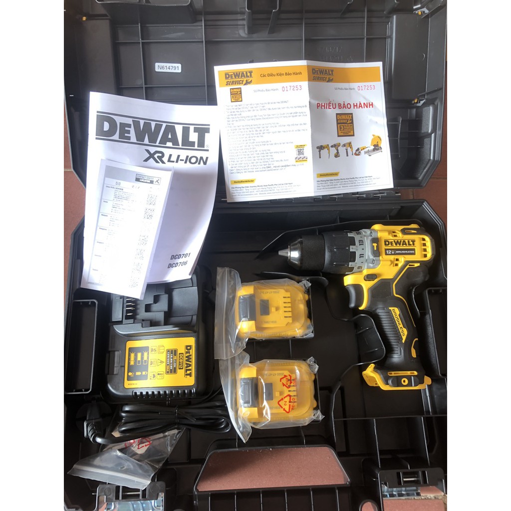 ( Hàng Chính Hãng) Khoan pin không chổi than, Có búa, Dewalt 12 V DCD 706. Bảo Hành Chính Hãng 3 Năm