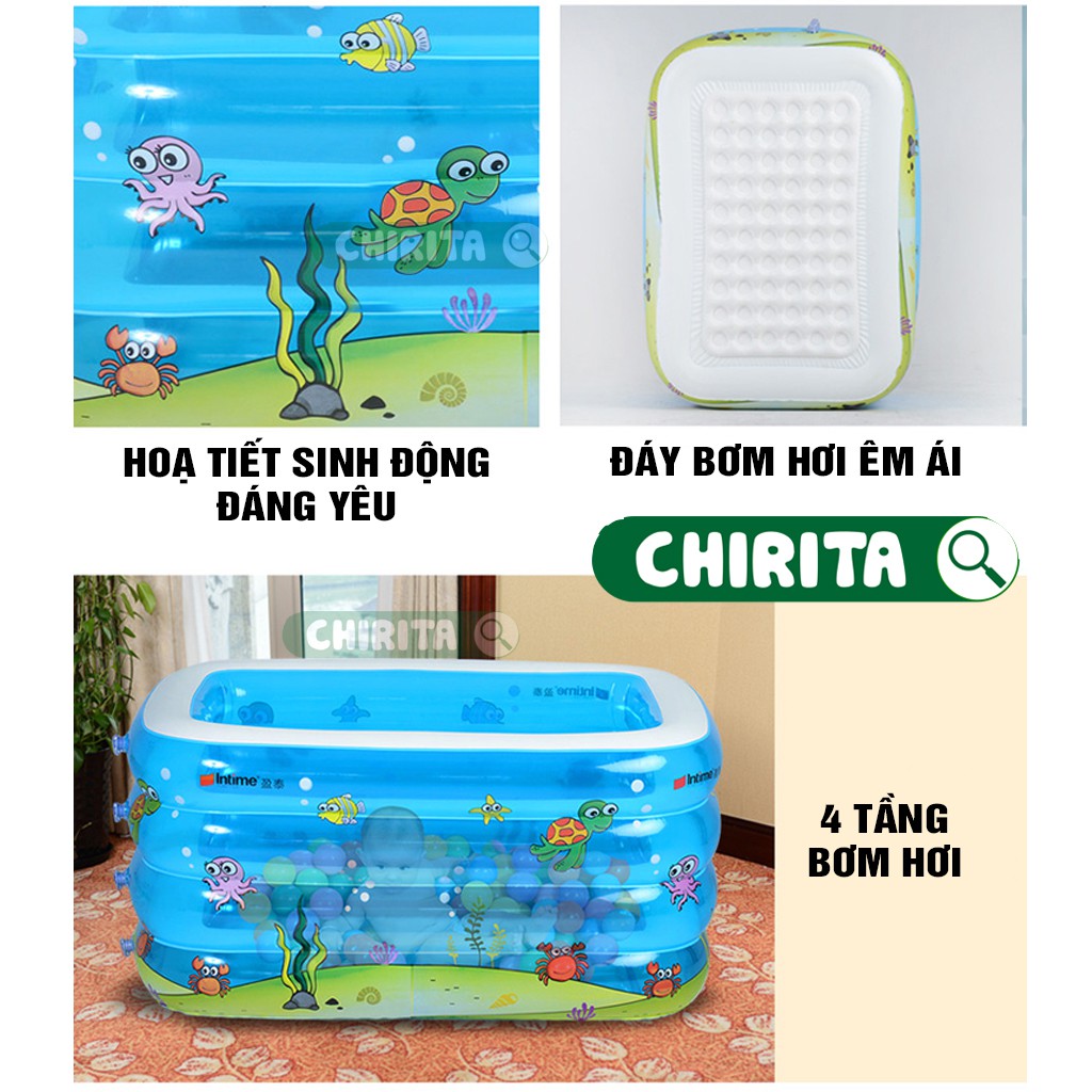 Bể Bơi THÀNH CAO Cho Bé Sơ Sinh và Người Lớn 1M43 2M1 4 tầng TẶNG PHAO BƠI ĐỠ CỔ - Hồ Bơi Cho Bé Trai Bé Gái CHIRITA