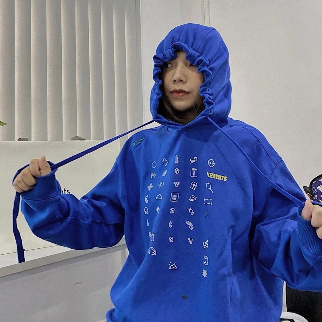 Áo hoodie LEVENTS Xanh dương Popular Logo áo khoác Hoodie nam nữ popular full tag phong cách unisex Ulzzang - Gin Store