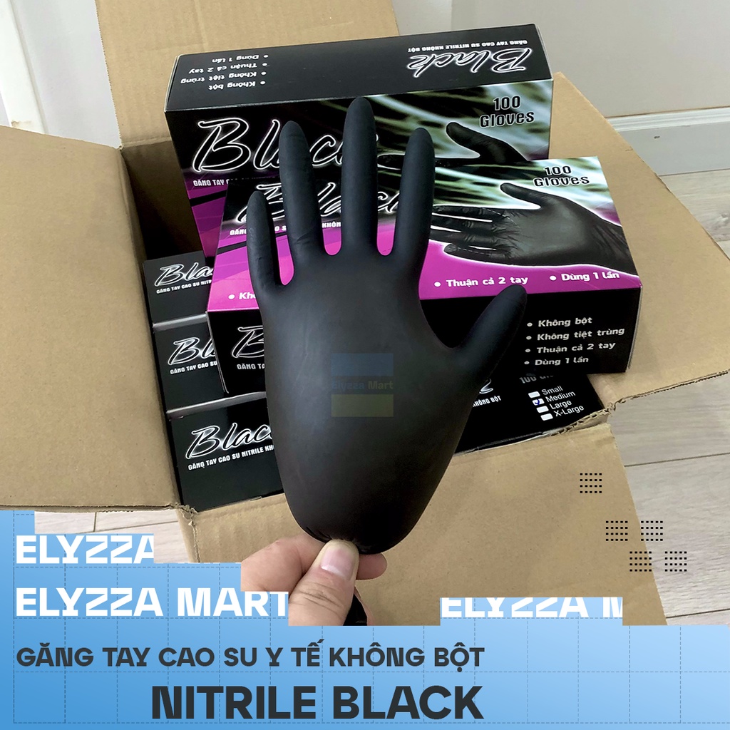 Găng Tay Y Tế Nitrile Màu Đen Không Bột HTC Black