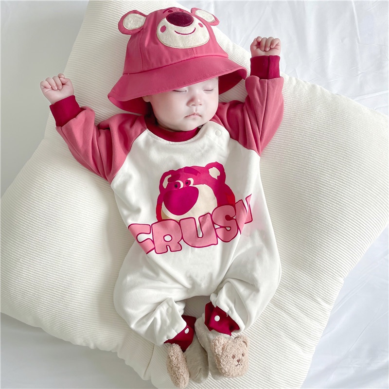 Mũ Bucket Chống Nắng Họa Tiết Gấu Và Dâu Tây Thời Trang Xuân Thu Cho Bé