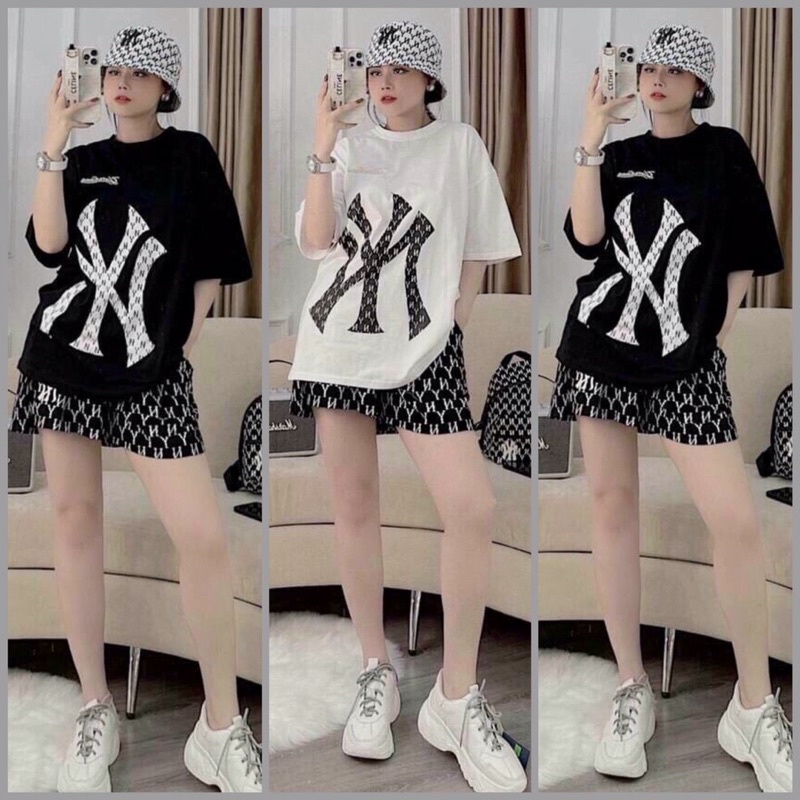 Bộ Thun Nữ Thời Trang Thêu Hoạ Tiết NY Sành Điệu Thun Cotton Mềm Mịn Co Giãn Thoả Mái