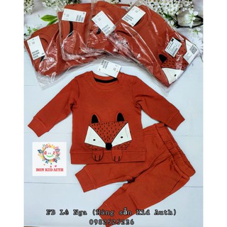 Set bộ nỉ da cá hình cáo H.M Chi.na auth sz 12-18m (Lưu ý tag vải may ở túi quần)