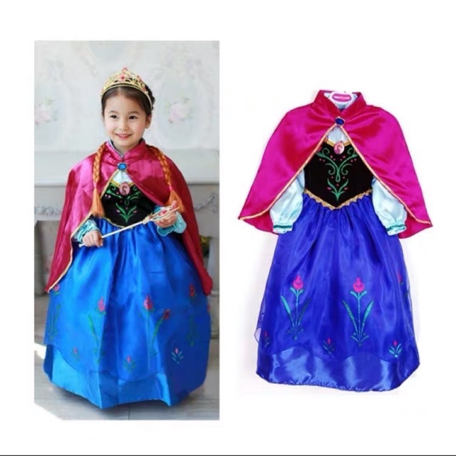 Đồ hoá trang Halloween cho bé gái-Đầm công chúa Anna ElSa dài tay