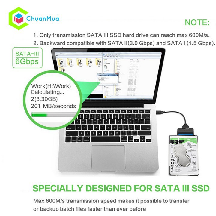 Cáp Sata 3.0 kết nối ổ cứng ngoài chuyển đổi USB 3.0 sang SSD HDD SATA 2.5 inch