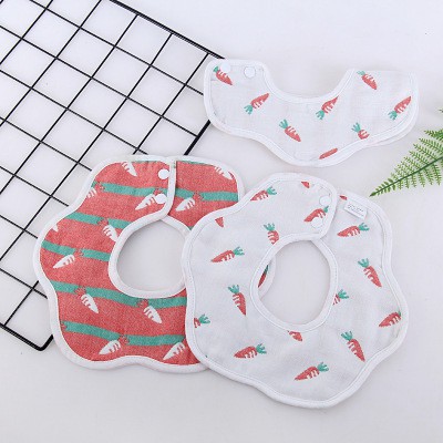 Yếm cho Bé Trai Bé Gái 100% Cotton Xoay 360 độ -  Yếm dãi 6 lớp 2 mặt