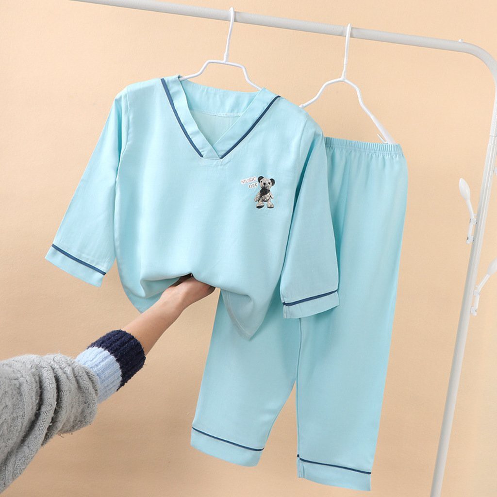 Bộ Quần áo ngủ PiJaMa Chất Lụa Trẻ Em Dài Tay Cao Cấp Chất Lụa Satin Cho bé Trai béGái Từ 6kg Đến 28kg_KANGMIN KIDS