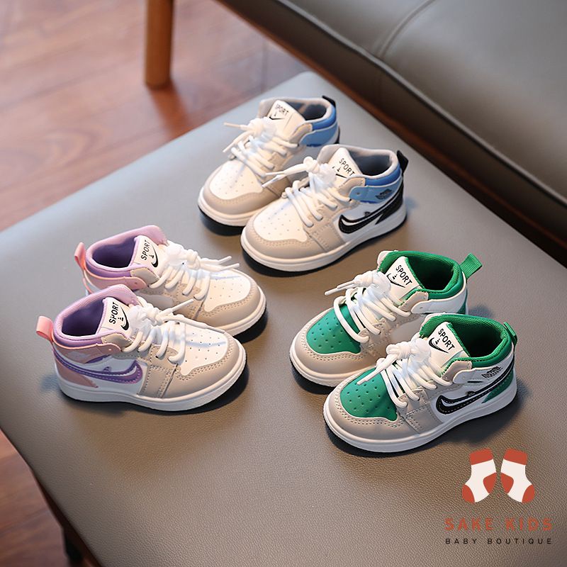 Giày sneakers bé trai bé gái-Giày thể thao SPORT cao cổ êm chân dây quai năng động thoáng khí cho bé 1-8 tuổi M77