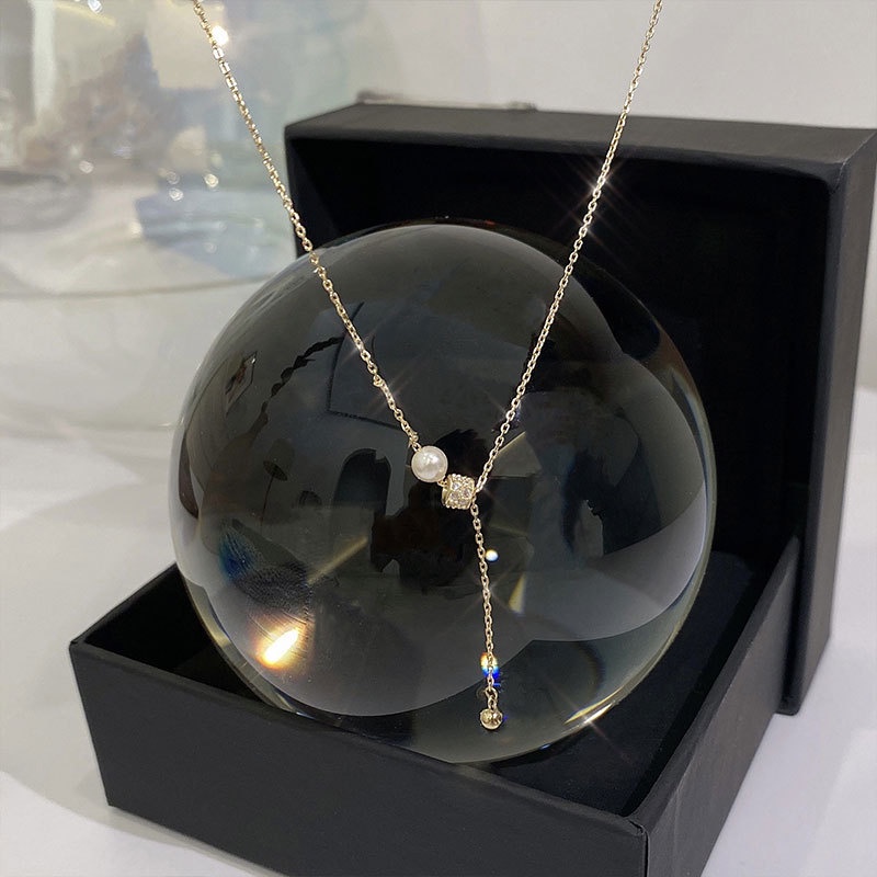 Dây Chuyền Mạ Bạc 925 Đính Hạt Kim Cương Lấp Lánh Sang Trọng Cho Nữ