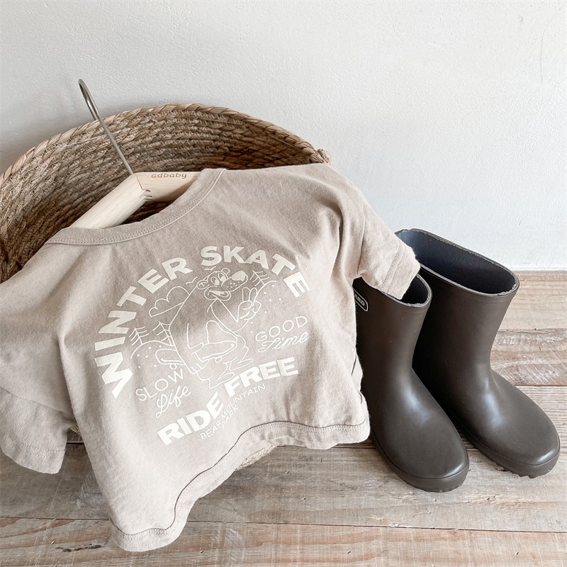 Áo Thun Tay Ngắn In Chữ Cho Bé 1-5 Tuổi